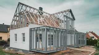 Modern home under construction showcasing efficient use of materials for cost-saving